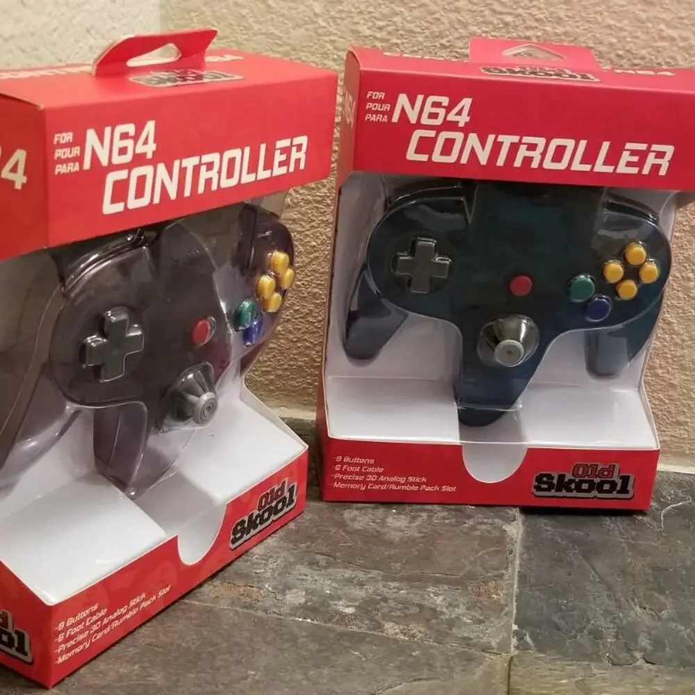 2 N64 Controllers, Ice Blue / Atomic Purple (NEW) Nintendo64 Funtastic Old Skool